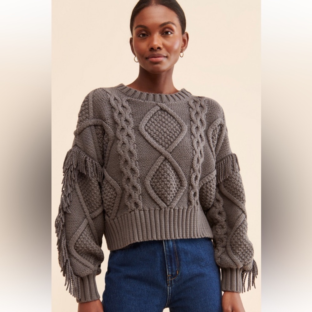 $125 NWT Line and dot Jasper Fringe Sweater XS